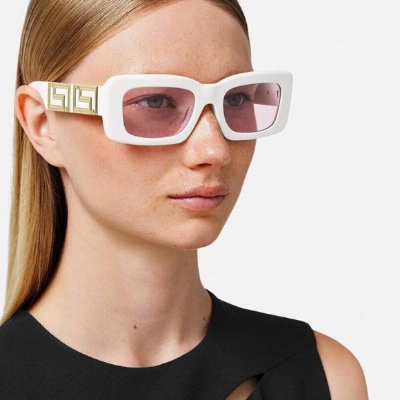 NEW VERSACE VE4444U 3145 SQUARE SUNGLASSES MOD 4444U 314/5 WHITE PINK EYEWEAR - Picture 2 of 3